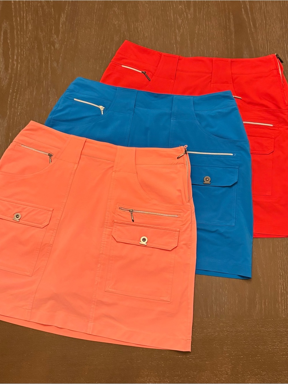 3-Pack Bundle Jamie Sadock Golf Skirts/Skorts Leather Trim Coral, Blue, Red